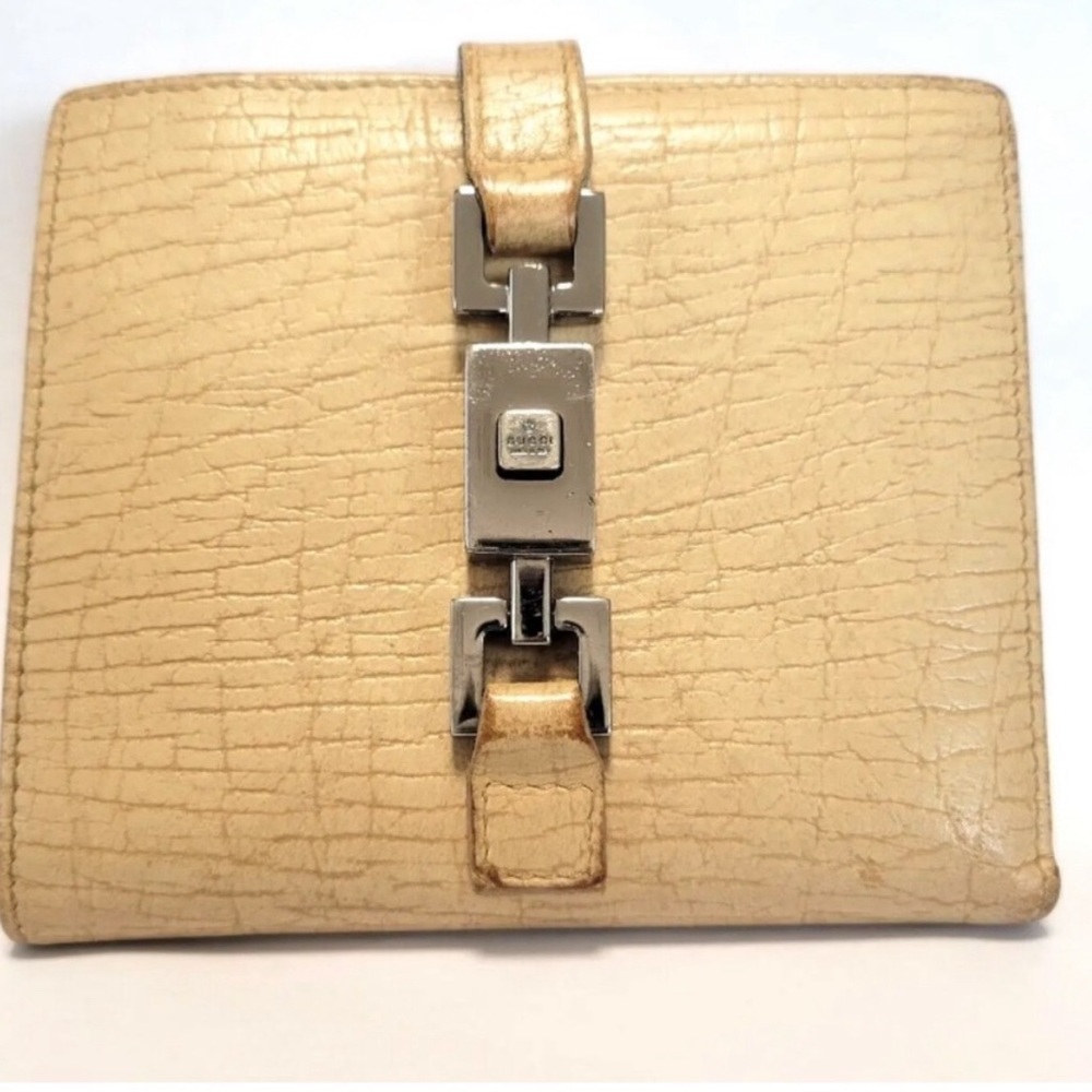 GUCCI Wallet Bifold Short Purse Jackie leather Beige